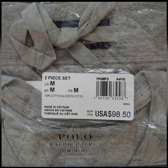 Polo Ralph Lauren Polo Bear Jogger Pajamas Set Size M/MED Heather Grey With Bear - Picture 7 of 8